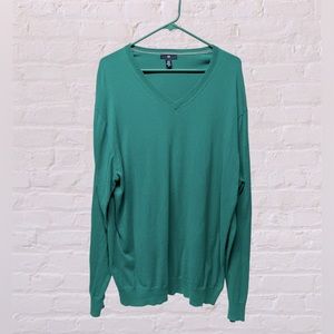 Gap emerald green cotton pullover sweater v-neck plus size XXL